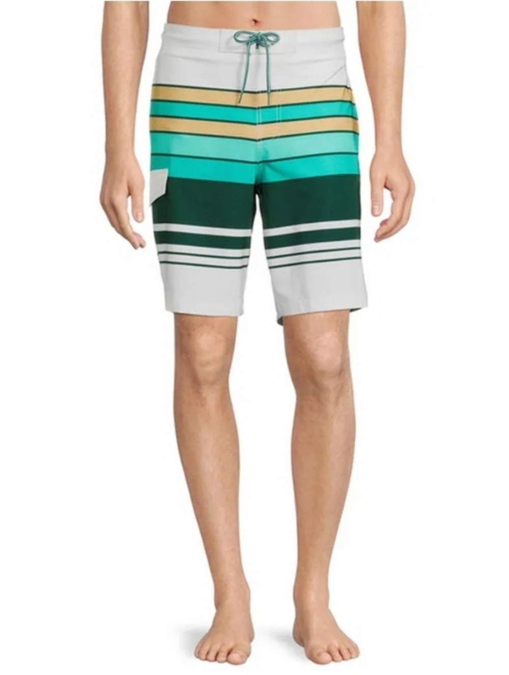 George Men's M Eboard  Swim Trunks - Green Stripe